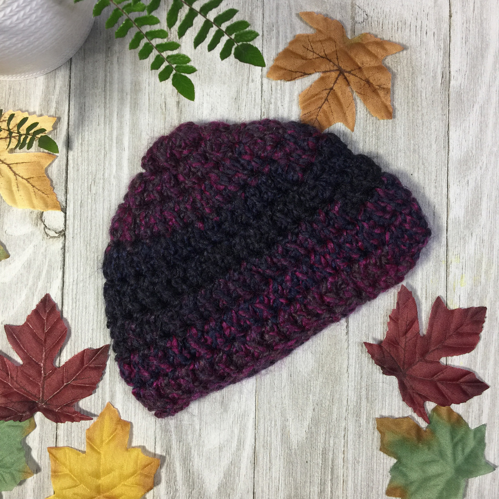 K&K Kids Cozy Crochet Hat | Purple One Size - Picture 1 of 2